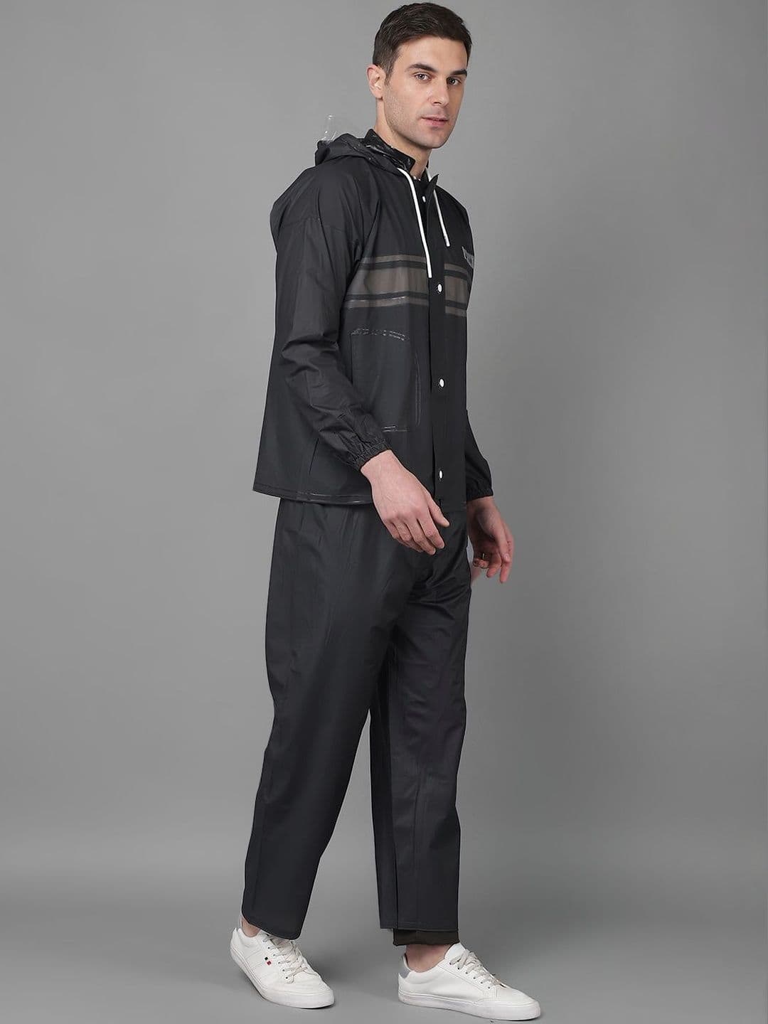 Dollar Men Colourblocked Attached Hood Rain Suit