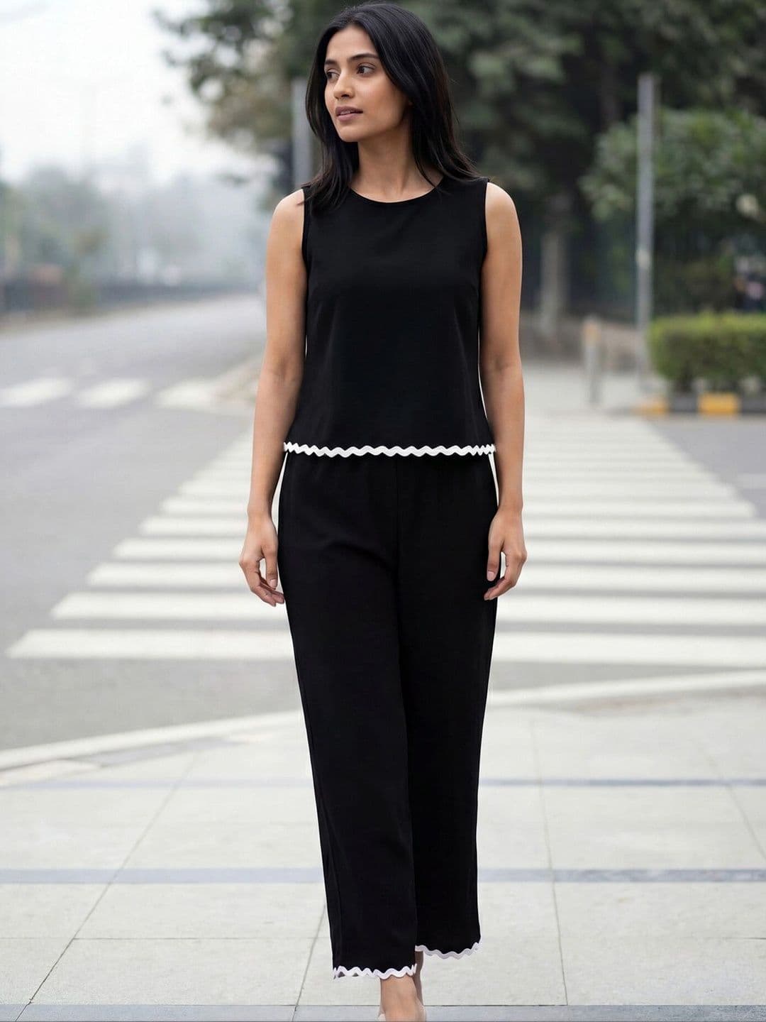 Girl Cntrl Solid Top with Trousers — view 5