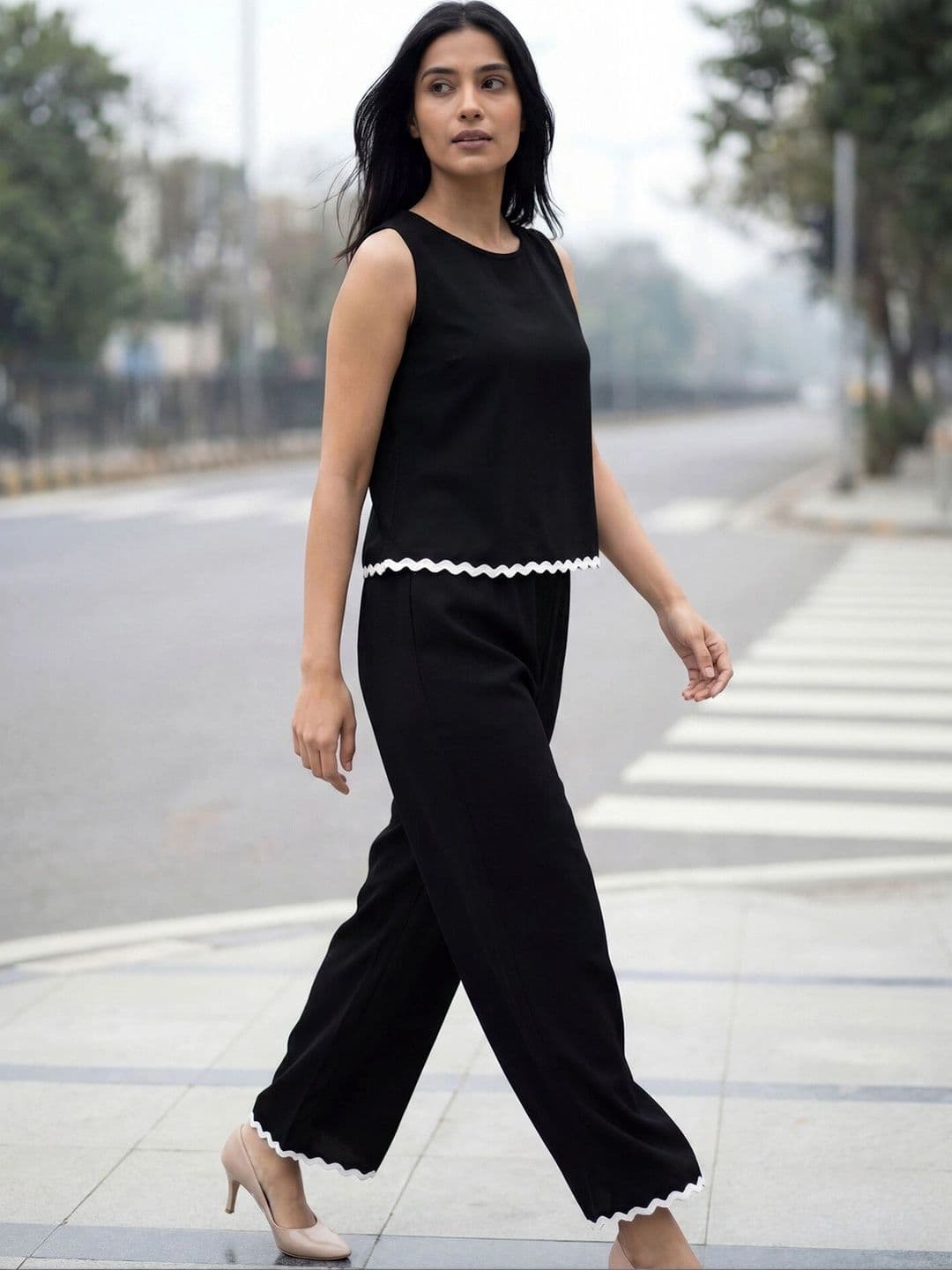Girl Cntrl Solid Top with Trousers — view 3