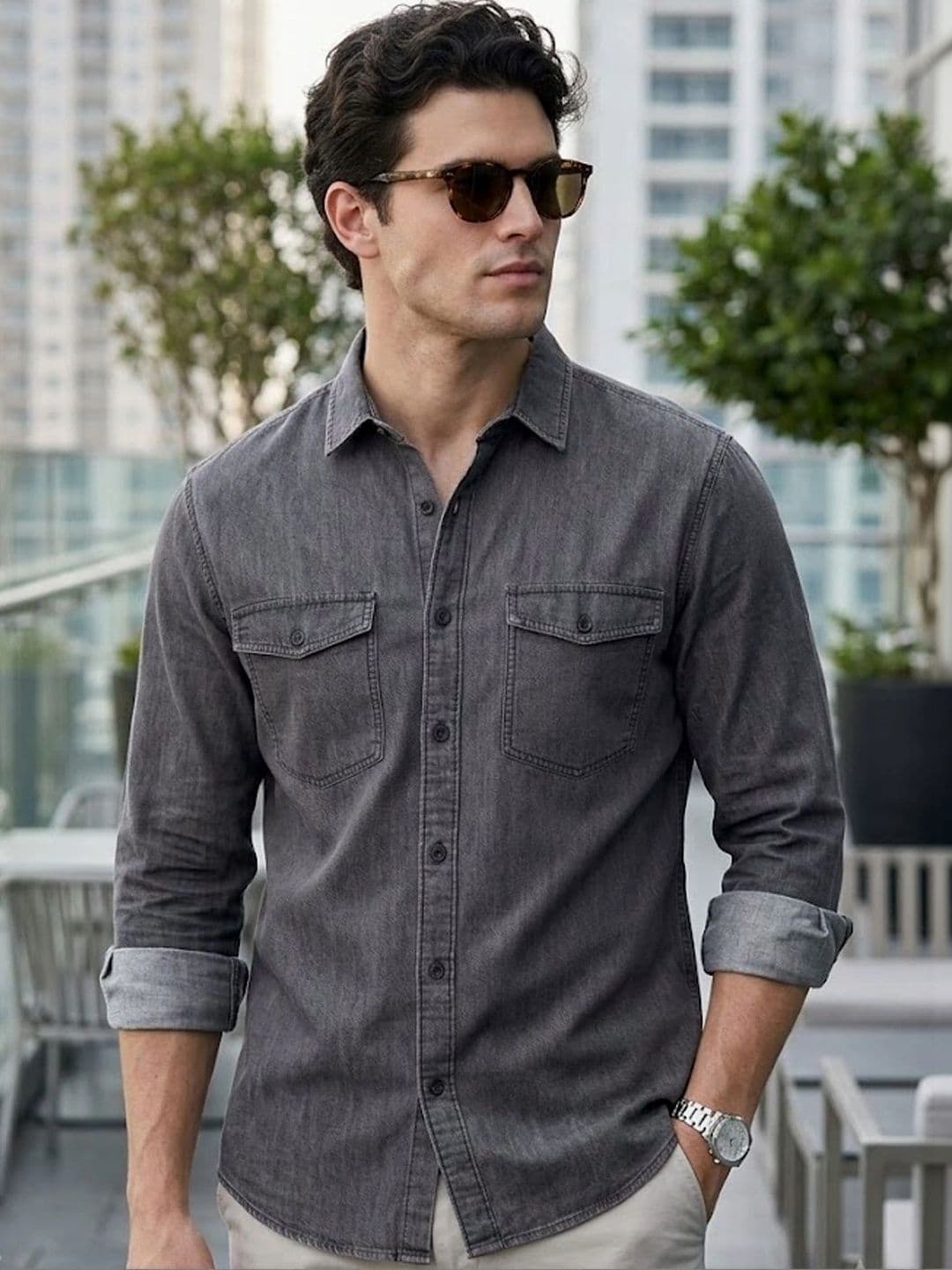 Urbano Fashion Men Full Sleeve Regular Fit Casual Denim Shirt