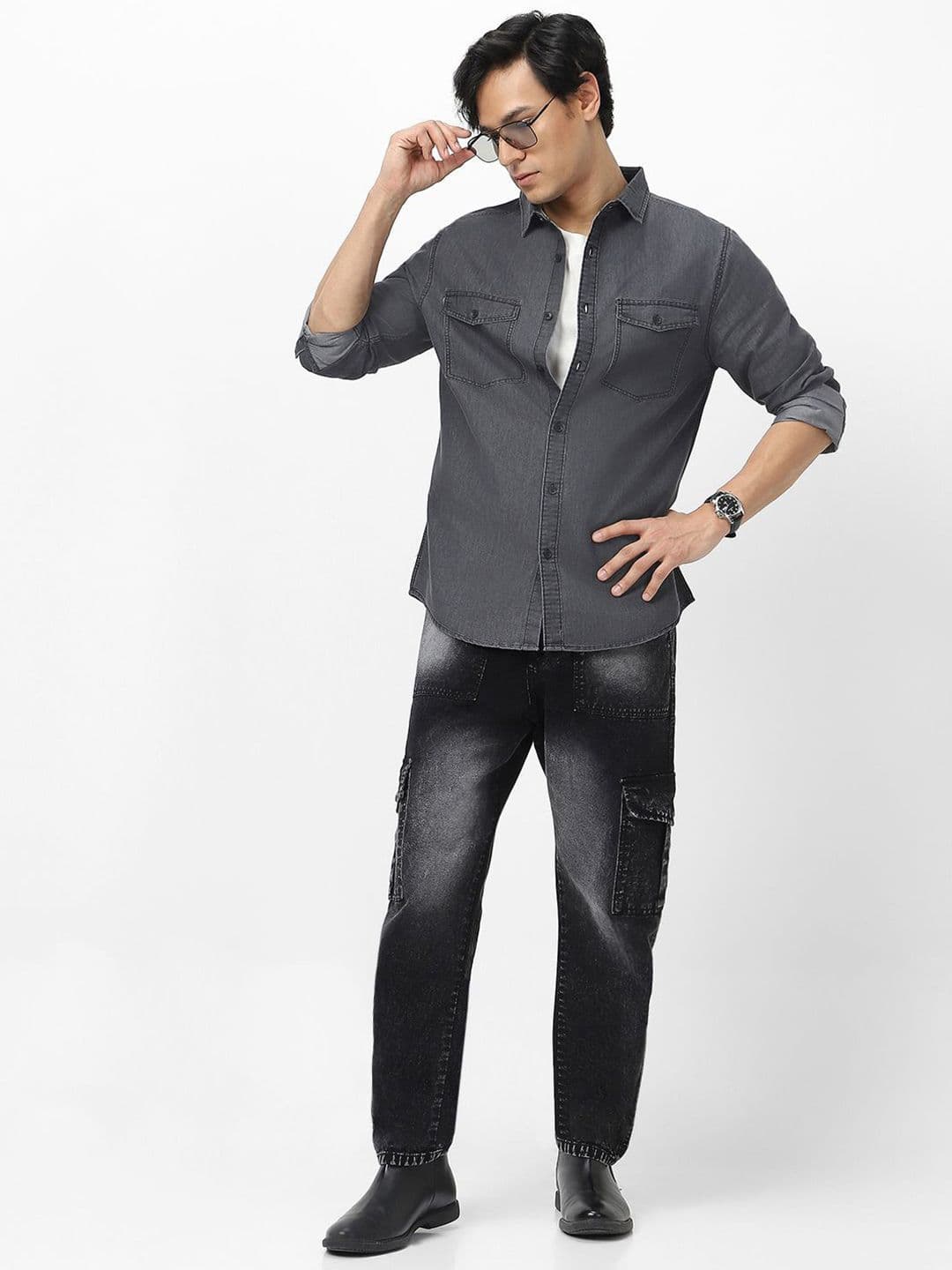 Urbano Fashion Men Full Sleeve Regular Fit Casual Denim Shirt — view 4