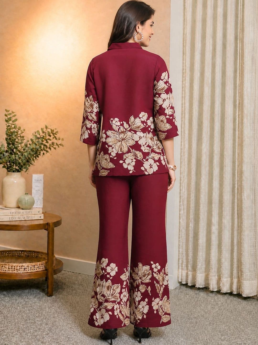 Claura Floral Printed Shirt And Trouser Co-Ord Set — view 3